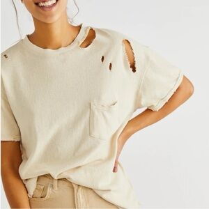 Free People Rubi Oversized Distressed Tee